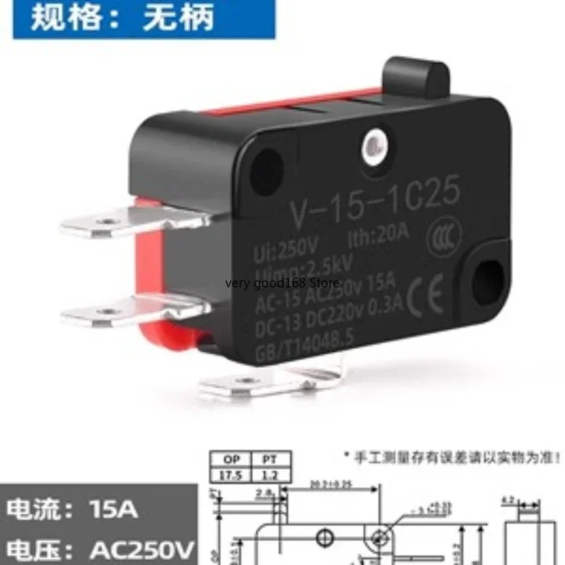 5PCS Microswitch Stroke Limit Switch V-151-1C25 V-152-1C25 V-153-1C25 V-154-1C25 V-155-1C25 V-156-1C25 Roller Long Handle Switch