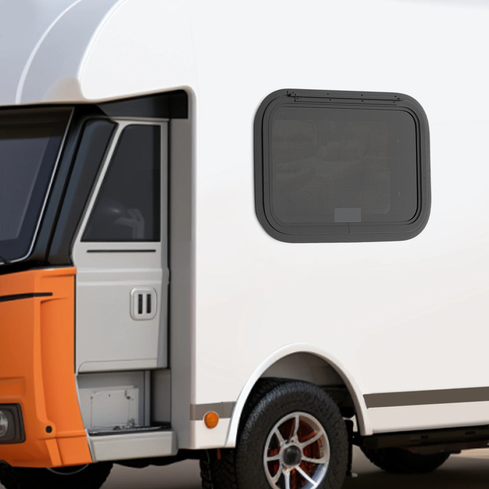 22x15in/36x20in/30x20in RV Emergency Exit Window Push Out Emergency Window with Mesh Screen & Support Rod, Black Aluminum Alloy Frame Tempered Glass for RV Camper Caravan Trailer Motorhome