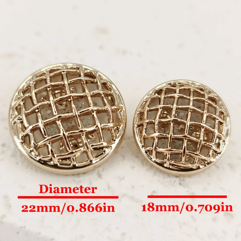 5 Stück 18/22 mm luxuriöse goldene, ausgehöhlte Metallknöpfe für Kleidung, Oberbekleidung, Pullover, DIY-Nähknöpfe, Nähzubehör, neu – Detail 2