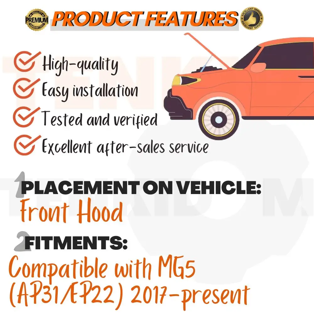 دعامات الغطاء الأمامي لـ MG5 (AP31/EP22) 2017-الرفع الصدمات الحالي يدعم مخمدات الغاز بونيه نوابض بدون مثقاب