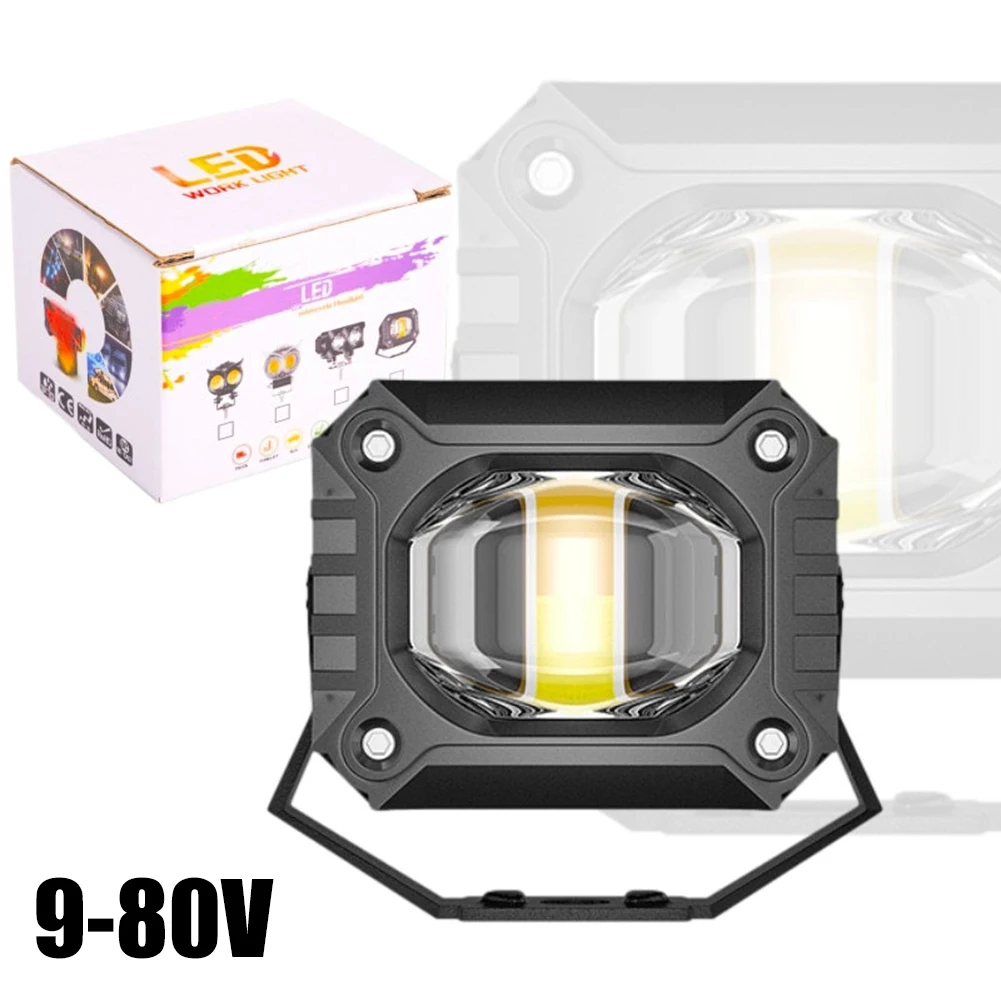 Motorcycle LED Spotlight Tri-color With Lens External Headlight Bright 9V-80V Motorcycle External LED Headlight