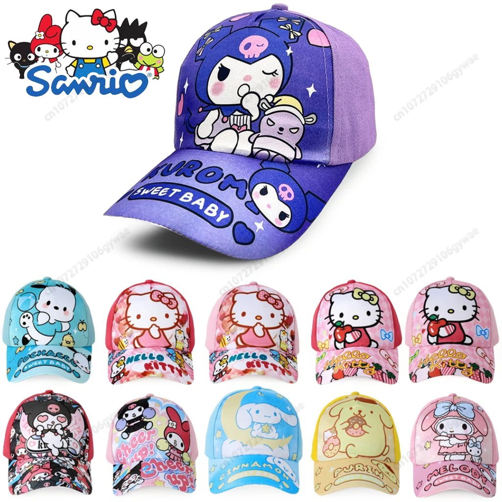 MINISO karikatür şapka Sanrio Hello Kitty My mi benim melodi çocuk Kawaii güneş şapkaları yaz nefes şapka erkek kız kap beyzbol şapkası