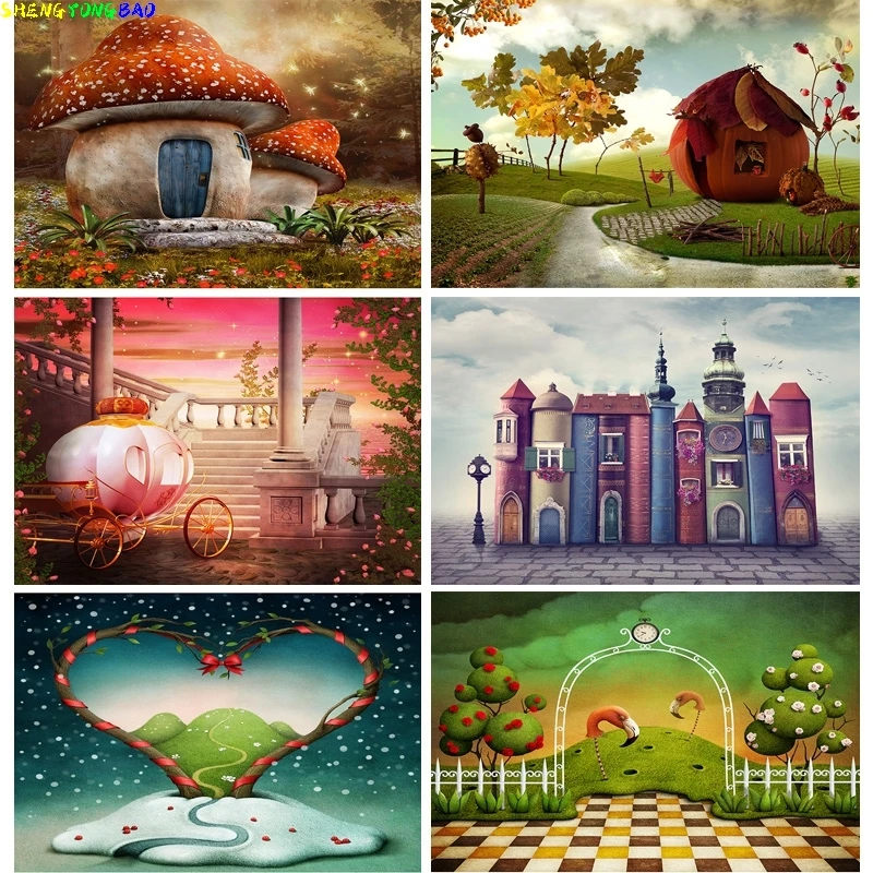 

Vinyl Custom Dream Forest Castle Fairy Tale Children Photography Backdrops Photo Background Studio Props 21405FMX-01