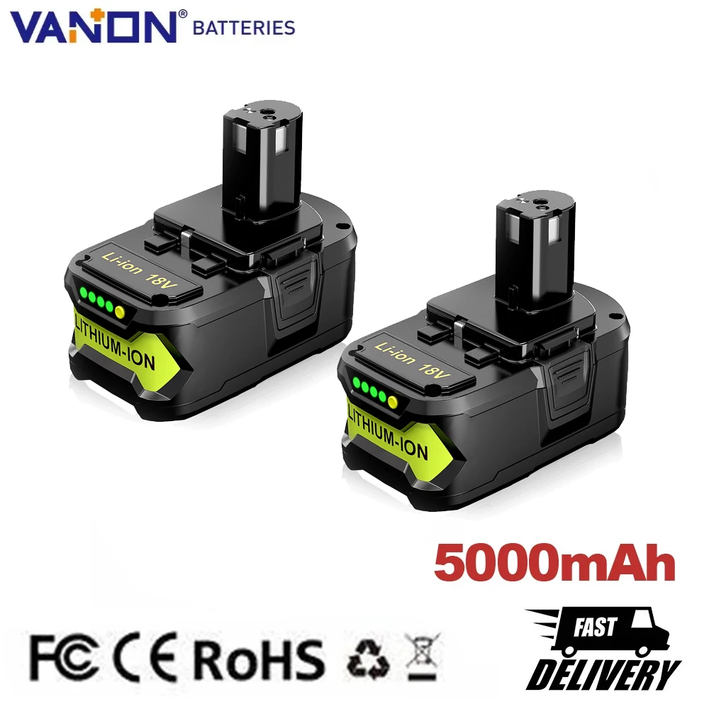 

VANON 2PCS 5.0Ah 18V P108 Battery Replacement for Ryobi18Volt Cordless Drill Tool P109 P102 BPL18151 BPL1820 Battery pin