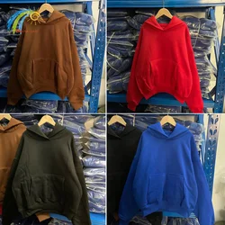 2022FW Heavy Fabric Black Brown Red Blue Kanye West Hoodie Hooded Men Women 1:1 Best Quality Blank Ye Tour Pullover Sweatshirts