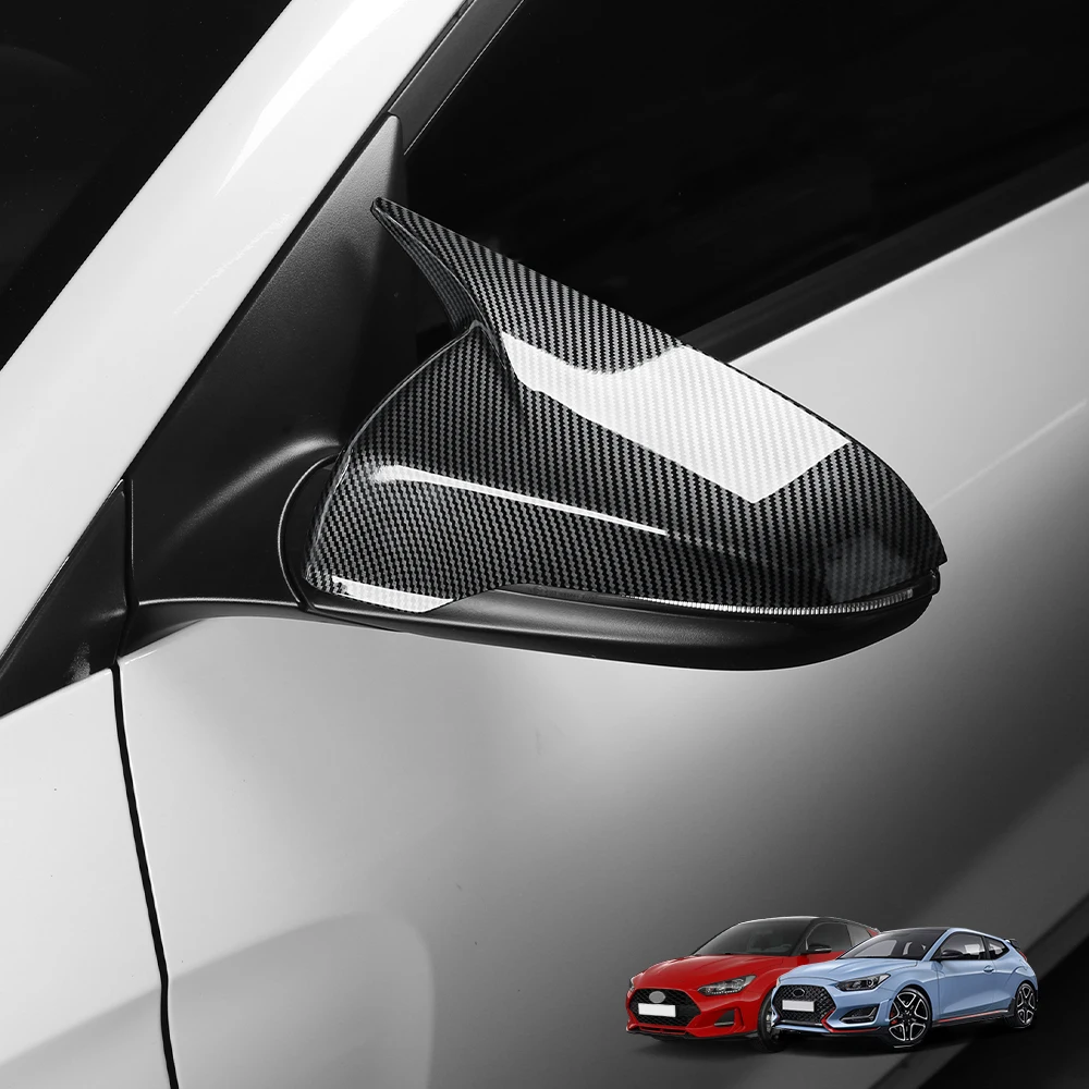 

Для Hyundai Veloster JS 2019-2022: Декоративные накладки на зеркала заднего вида из карбона в стиле «бычий рог», внешние аксессуары для тюнинга автомобиля
