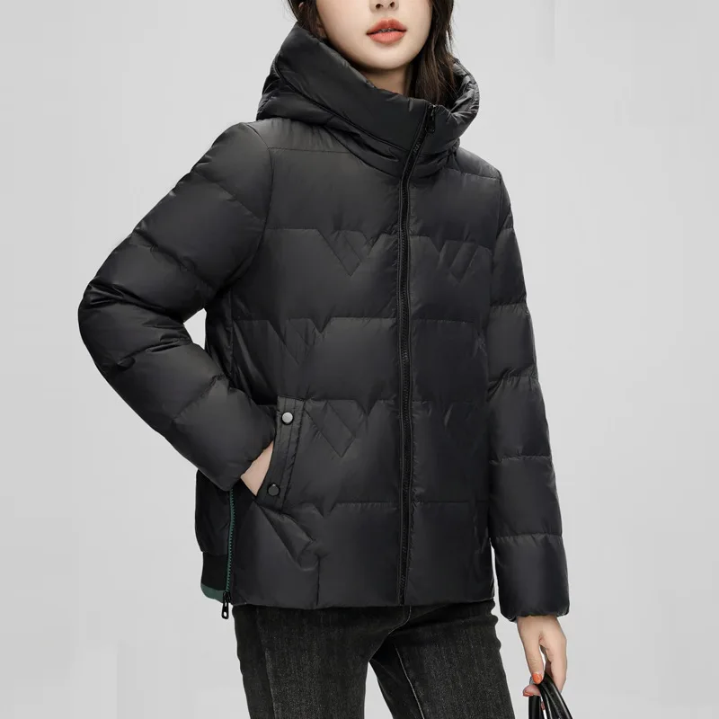 Mulheres jaqueta curta inverno novo estilo coreano casaco de penas de pato quente acolchoado