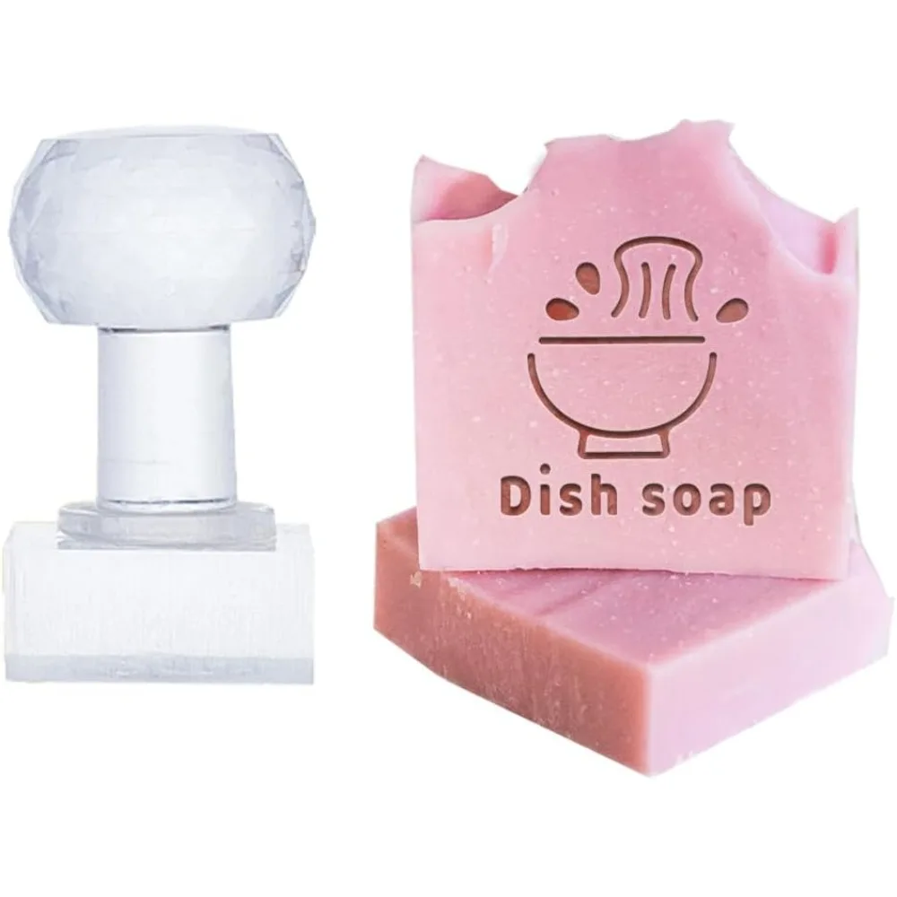 

Clear Acrylic Soap Stamps with Big Handles DIY Soap Molds Supplies Food 60x35x33mm Pattern: 30x32mm