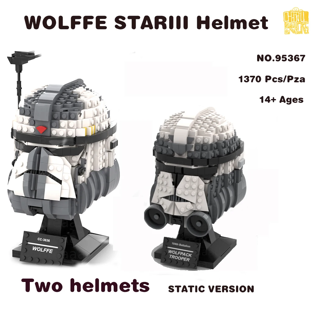 MOC-95367 WOLFFE STARIII Double Helmets Model With PDF Drawings Building Blocks Bricks Kids DIY Toys Birthday Christmas Gifts