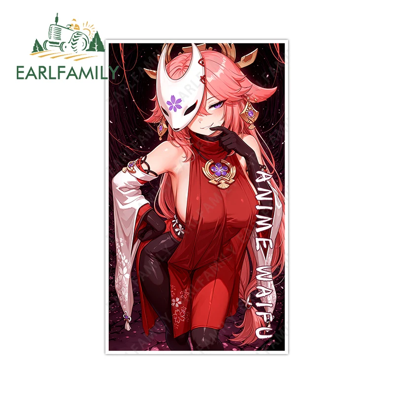 EARLFAMILY Genshin Impact Waifu Car Stickers Yae Miko Car Door Protector Decals Eye-catching Camper Accesorios Para Auto