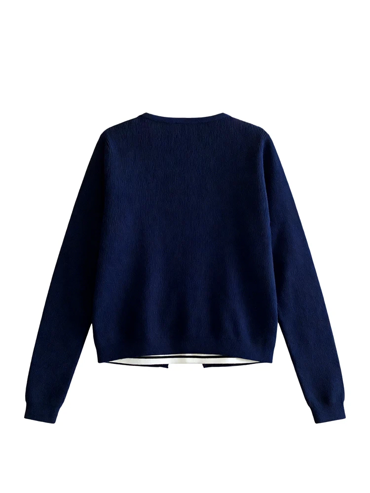 CaraCLUB plus Size Knitted Long Sve Women's Top Autumn Winter New Sle Striped Patchwork V-ne Mid-length Single-button