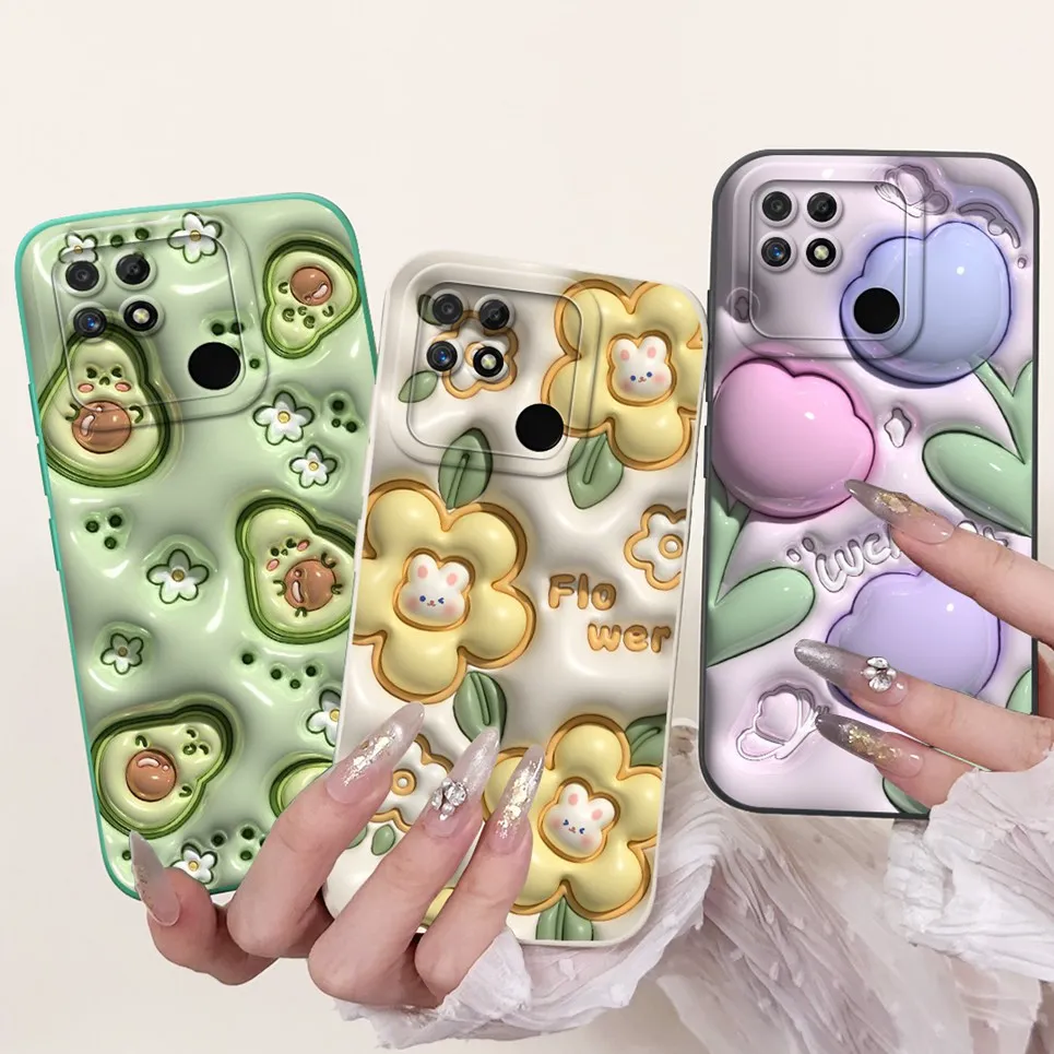 For Realme Narzo 50A Phone Cases Narzo 50 4G 5G Narzo 50 Prime Cover Flowe Rabbit Panda Avocado Soft Silicone Protective Bumper