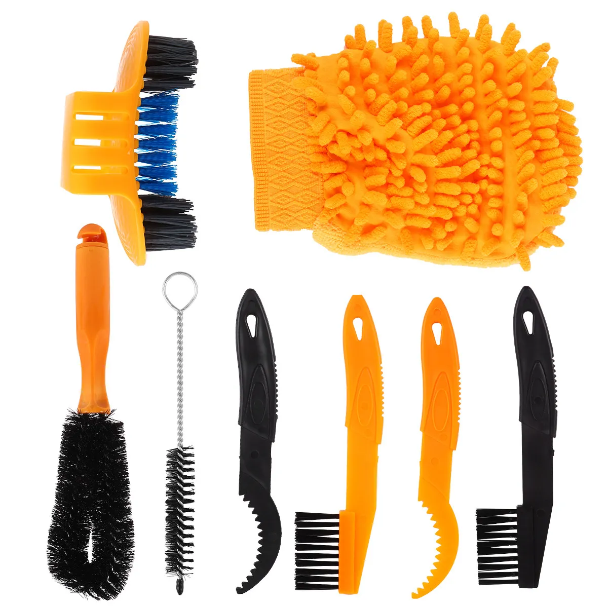 

8Pcs Bike Chain Clean Brush Set Multipurpose Cleaning Kit for Chain Tire Cassette Sprocket Smooth Drive System