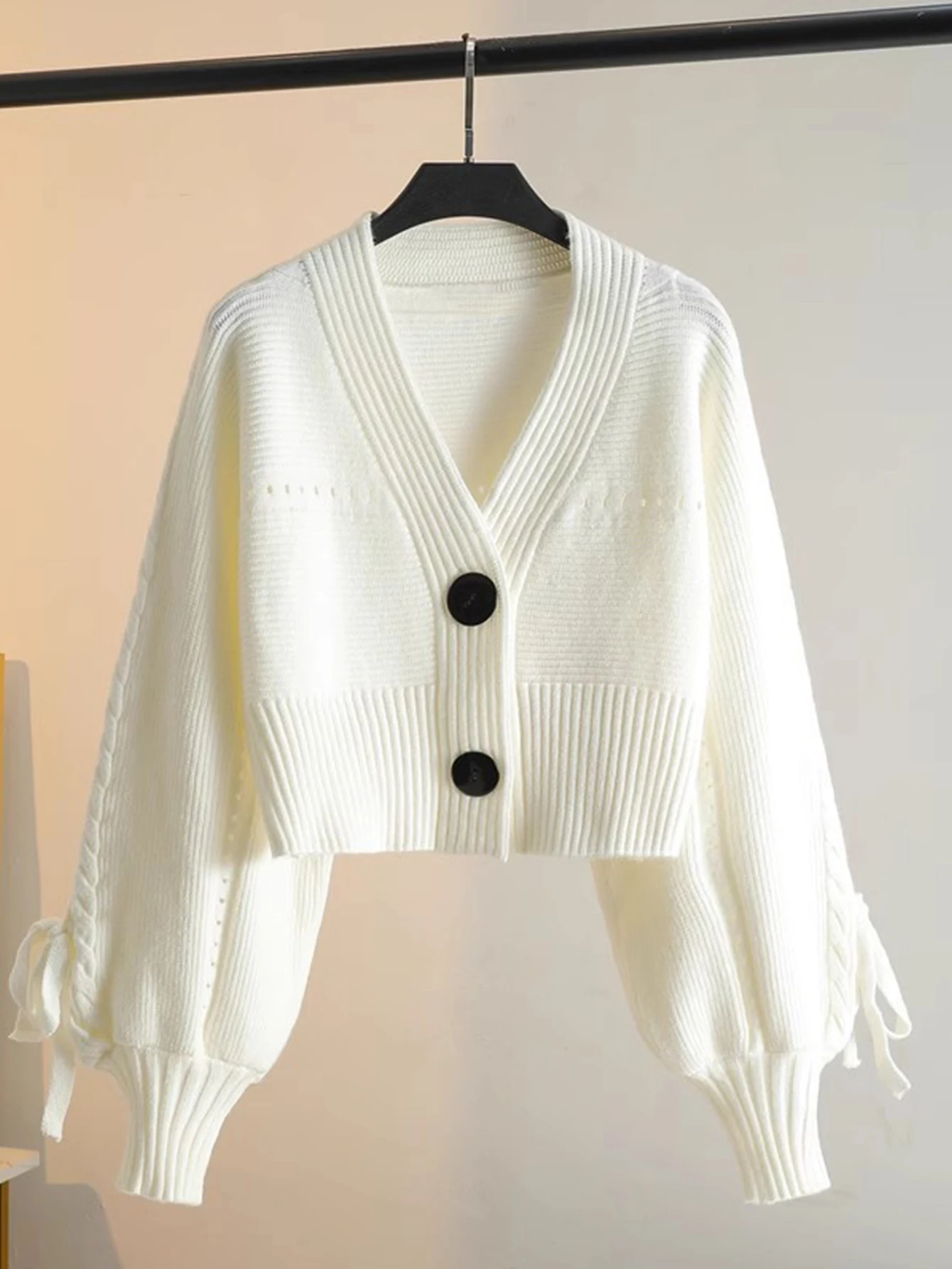 

Женский кардиган с длинным рукавом и v-образным вырезом, осенне-зимняя модная однотонная полосатая повседневная верхняя одежда на пуговицах спереди на шнуровке