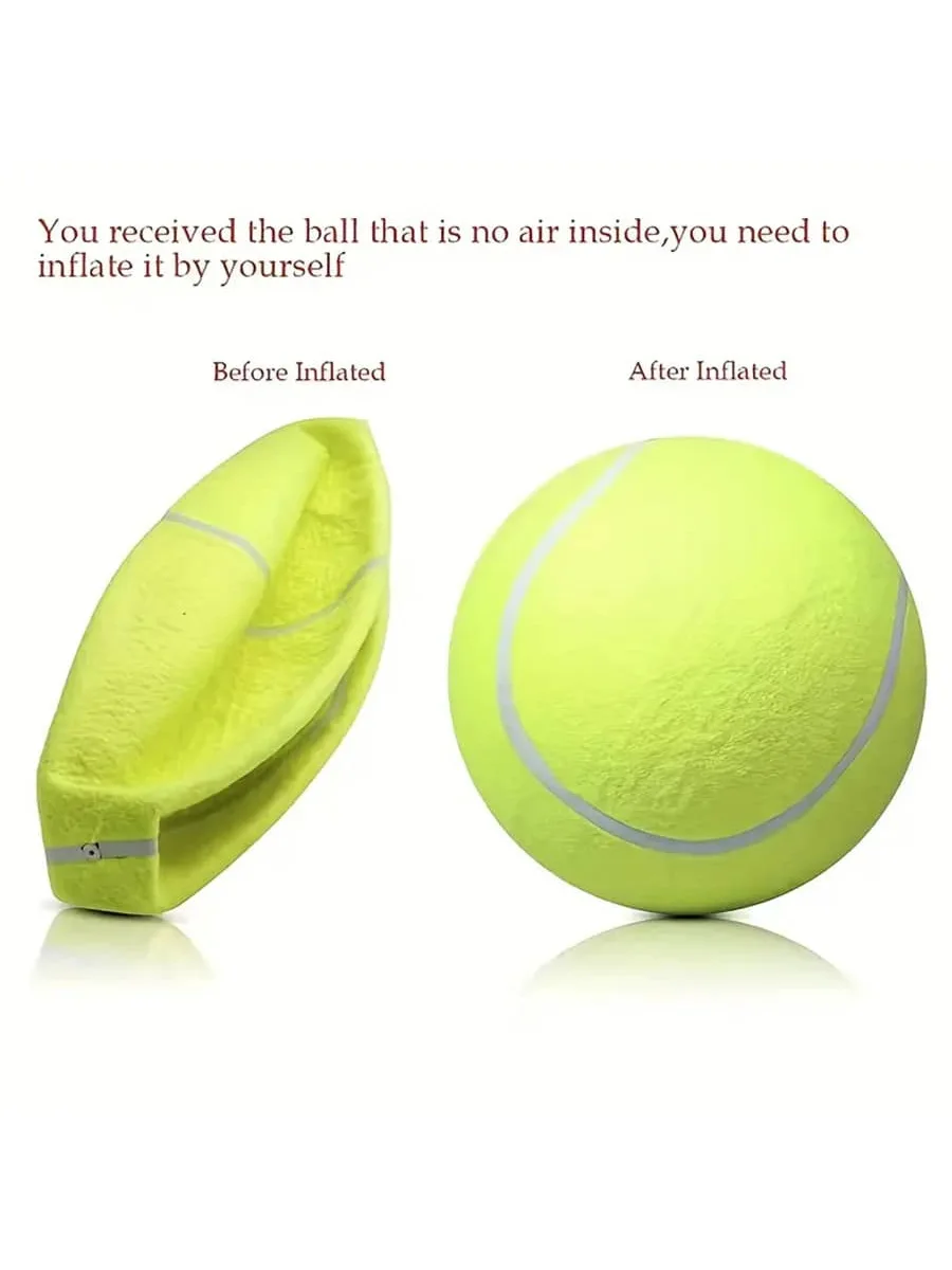 7/9,5 Zoll Riesiger Tennisball Haustier Aufblasbares Spielzeug für Hundetraining Ball 24 cm Großer Tennisball mit Luftpumpe Interaktives Hundespielzeug – Detail 2