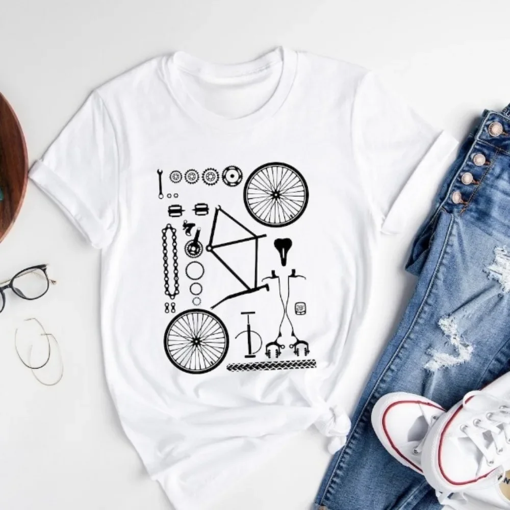 Bicycle Shirt Bike Parts Tops Gift for Bike Rider Bicycle Lover Women Outdoor Sports Tops High Quality T Shirt