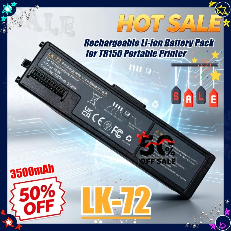 New 3500mAh LK-72 Rechargeable Replacement Li-ion Battery Pack for Canon TR150 Portable Printer K10513 K30382 LB-70 Bateria