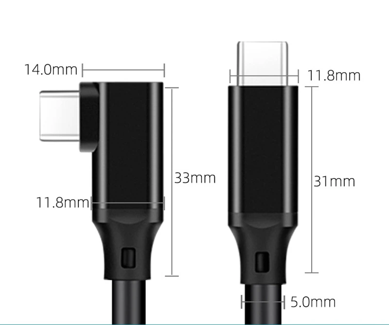 USB3.2 USB C To Type C 4K 20Gbps Date Cable PD 100W 5M Fast Charger 90 Degree Angle Charging Cord For Xiaomi Huawei Macbook iPad