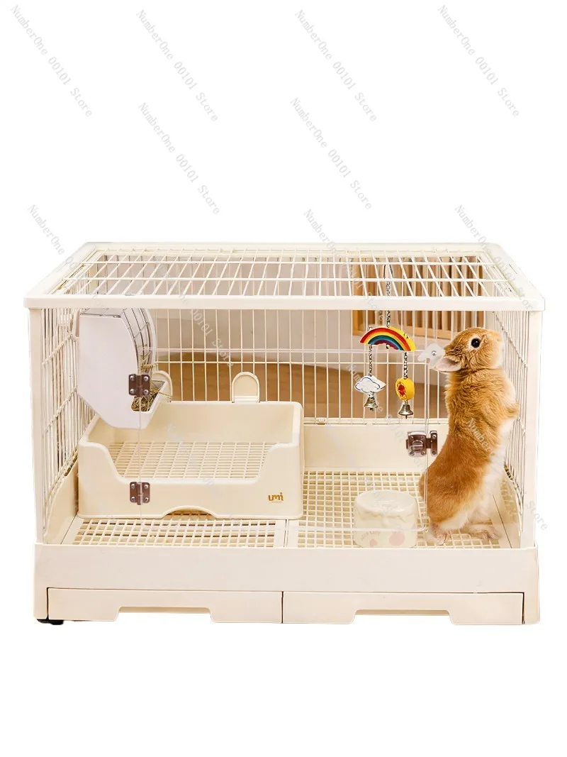 Luxury Rabbit Cage with Anti-Urine Design, Large Indoor Hutch with Slide-Out Tray, Guinea Pig Villa Home