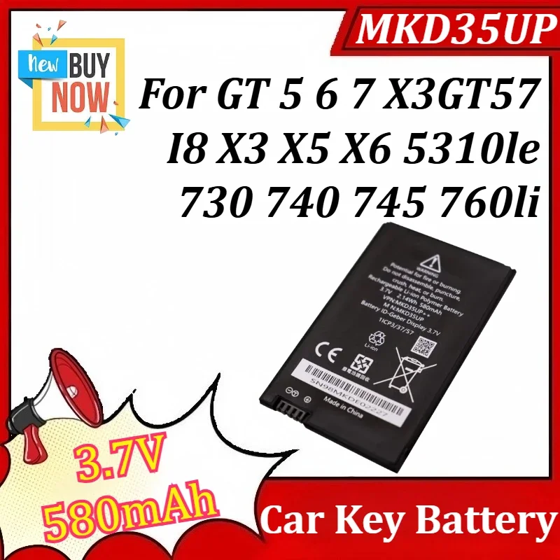 SWZY MKD35UP 3.7V 580mAh Car Key Battery for GT 5 6 7 X3GT57 I8 X3 X5 X6 5310le 730 740 745 760li Replacement Battery