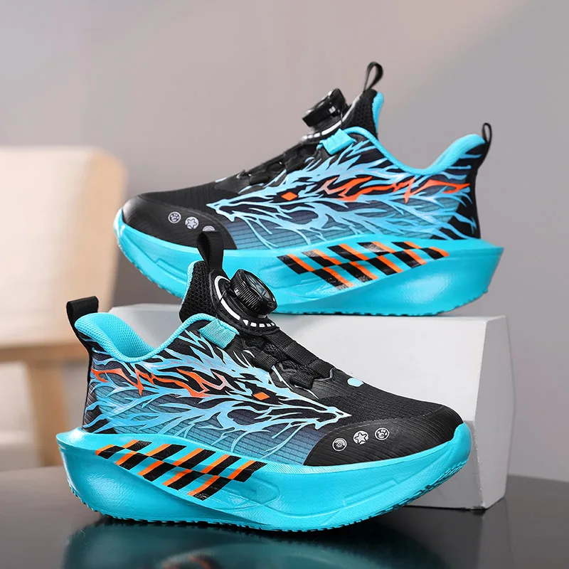 

Children’s Mesh Running Shoes Outdoor Anti-slip Cushioned Sneakers Boys Girls Lace-up Walking Flats Breathable Athletic Shoes