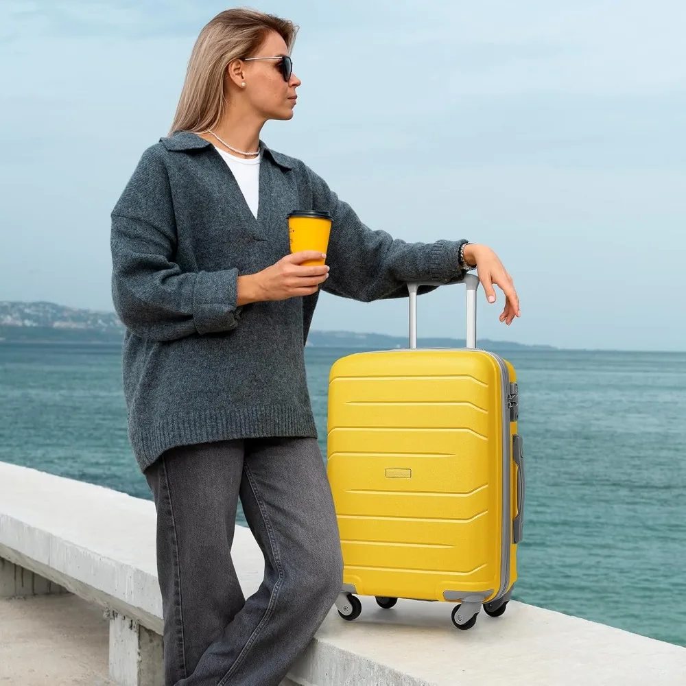 Women's 3-Piece Hard Shell Carry-On Luggage Set, 20 Inch Airline Approved Spinner Suitcase, 22x14x9 Inches with Long Tail Keywor