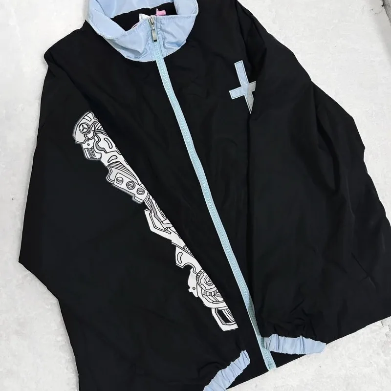 

Japanese Subculture Mutation Mechanical Bone Print Coat Women Vintage Fashion Jacket Autumn Winter Y2k Harajuku Cardigan New