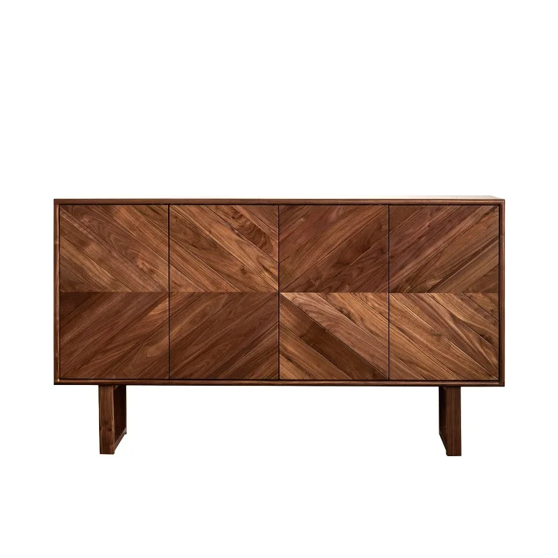 

walnut side cabinet, log style dining side cabinet, Italian porch cabinet, light luxury solid wood wall storage cabinet