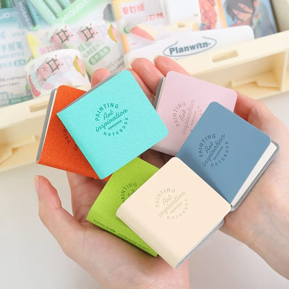 3Pcs Thick Drawing Paper Mini Drawing Book Unlined Compact Miniature Sketchbook Tearable PU Leather Cover Extra Small Notepads