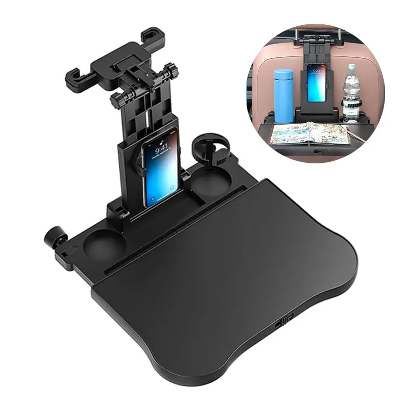 

Car Travel Table Board Creative Multifunctional Folding Storage Office Writing Water Cup Beverage Phone Holder Chair Back Tray