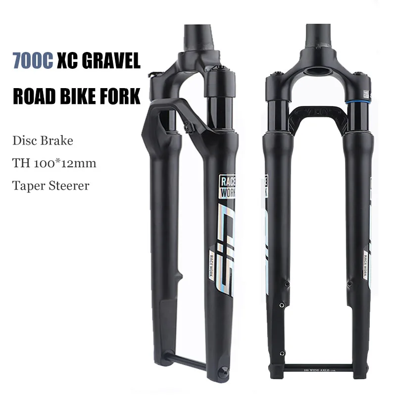 

700C Gravel Disc Brake Road Bike XC Bicycle Front Fork SID Air Pressure Suspension Shock Absorber Thru Axle 100*12mm Taper Tube