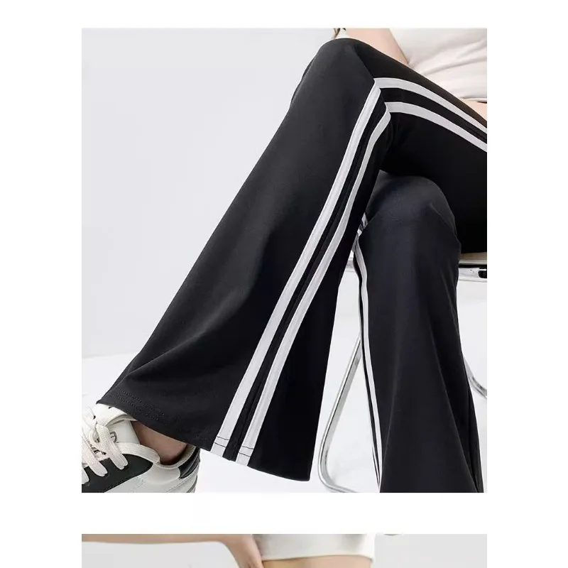 Women Stripe Flared Shark Pants Thin Style Yoga Leggings High Waist Hip Liftting Workout Running Fashion Skinny Sports Leggings