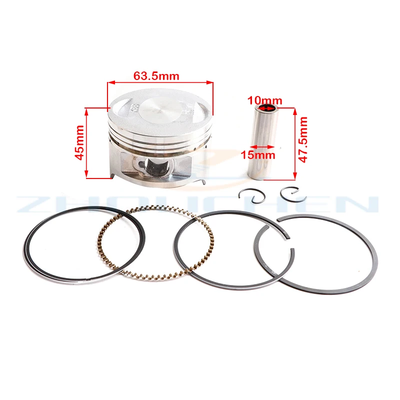 Motorcycle 63.5 mm Piston 15 mm Pin Ring For ZONGSHEN 200 CG200 CG 200 200cc Spare Parts