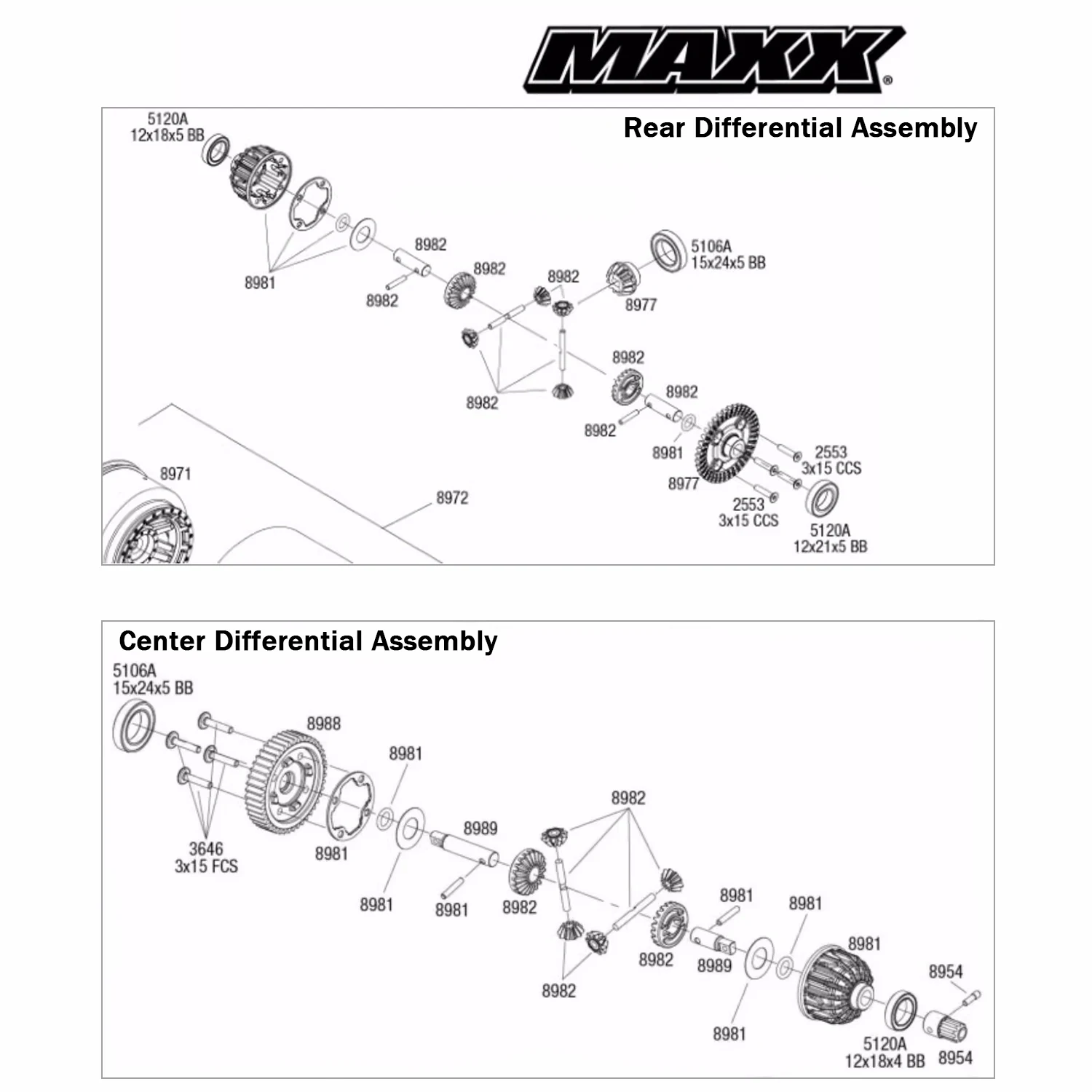 مجموعة تروس بديلة تفاضلية أمامية/خلفية ومركزية من سبائك الصلب- ( # 8982/ # 9898) لـ TRAXXAS 1/8 6S MAXX SLASH-102076-4 #2