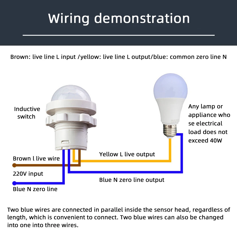 AC110-240V 자동 센서 조명 스위치 LED PIR 적외선 모션 센서 감지 미니 LED 민감한 야간 조명, 실내 야외