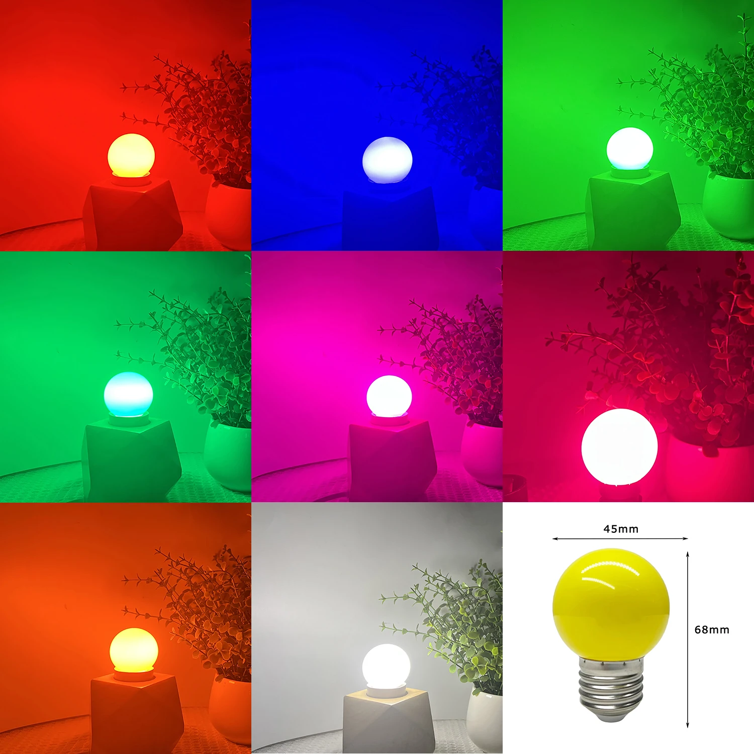 2W LED Globe Bulb E27 B22 Multicolor Decoration Lamp 110V 220V G45 Atmosphere Light Bulb for Home Party Bar Dating Decor