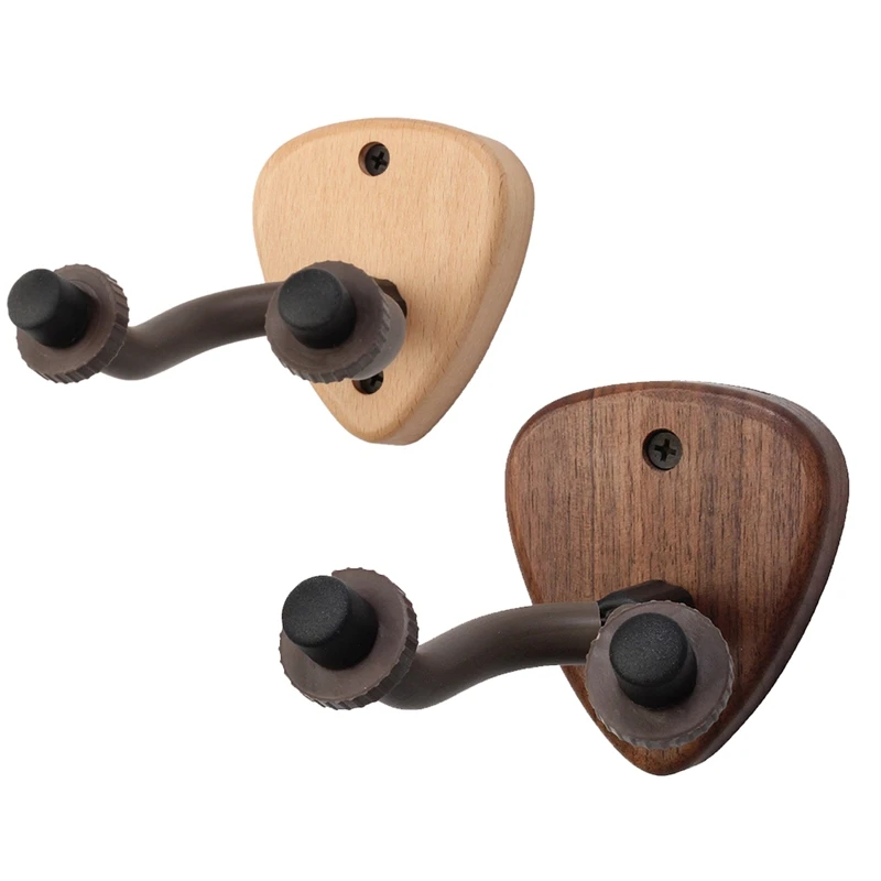 1 PCS Wall Mount Guitar Hanger Hook Wood Base Beech Wood Musical Instrument Accessories With Picks Slot,B