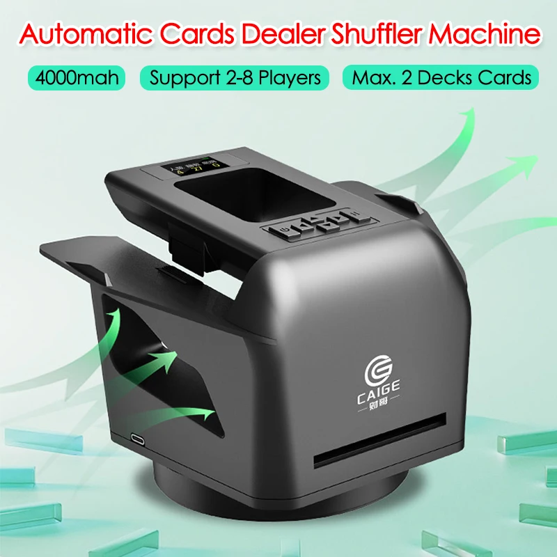 

4000mAh Rechargeable Automatic Card Shuffling Dealing Machine Electric Poker Card Shuffler Device for Mixer Games Poker Sorter