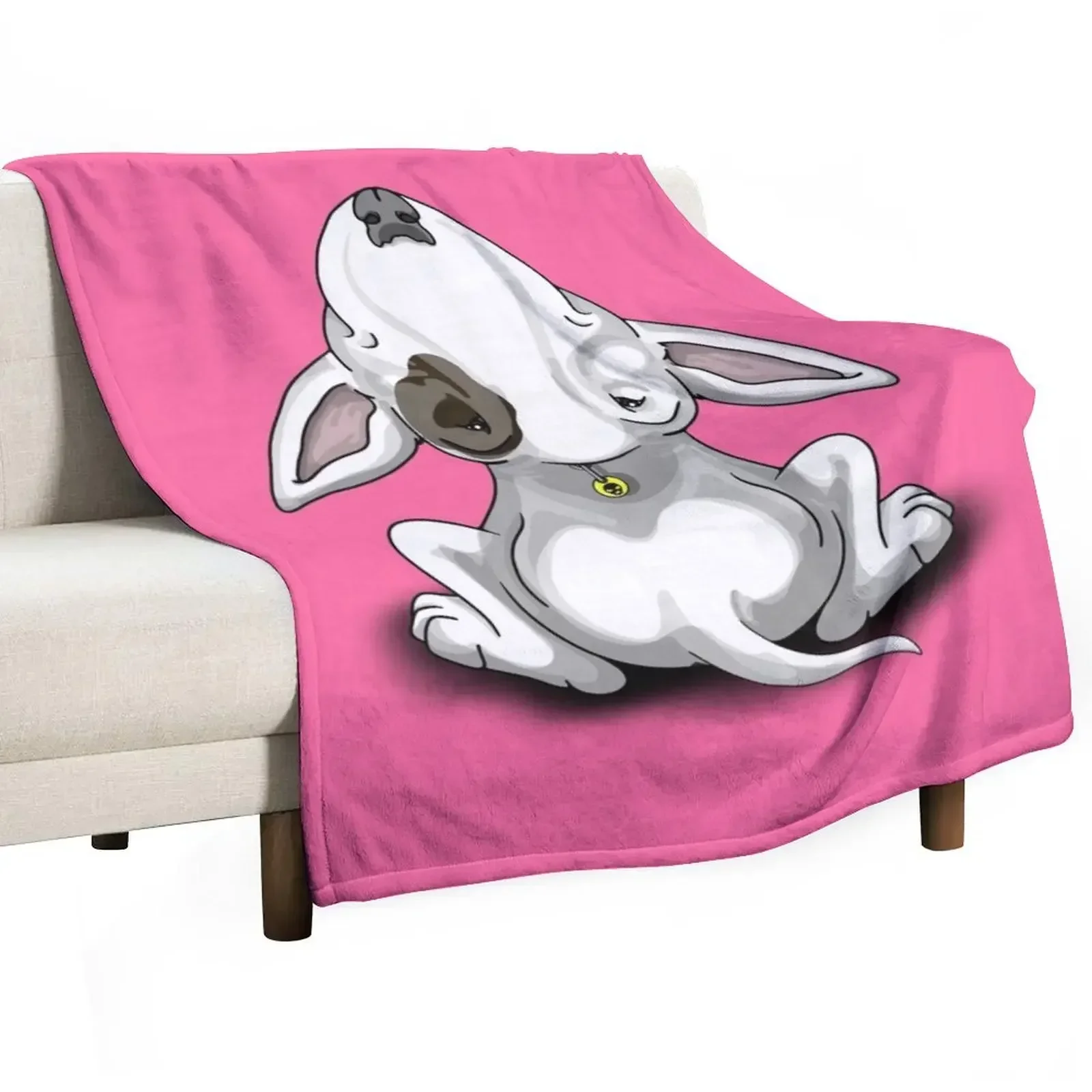 Bullterrier Black Eye Patch Throw Blanket Cute Plaid Large Custom wednesday Blankets