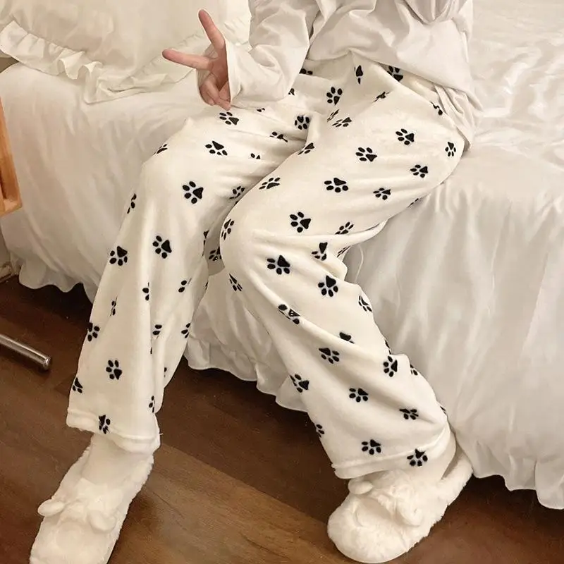 Korean Style Fashionable and Comfortable Women's Home Pants Thick and Sweet Teenage Pants Loose and Cute Girl's Sleeping Pants