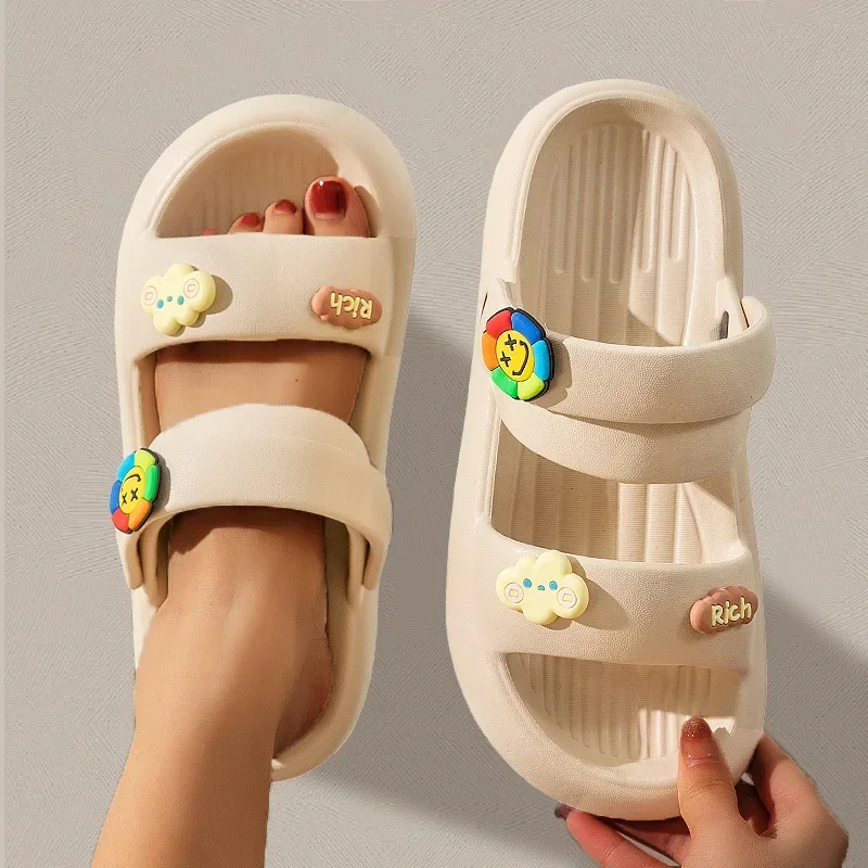 New Trend Cartoon Design Summer Non-slip Soft Sole Slides Lithe Seabeach Sandals Women Casual Slippers Ladies\' Home Flip Flops