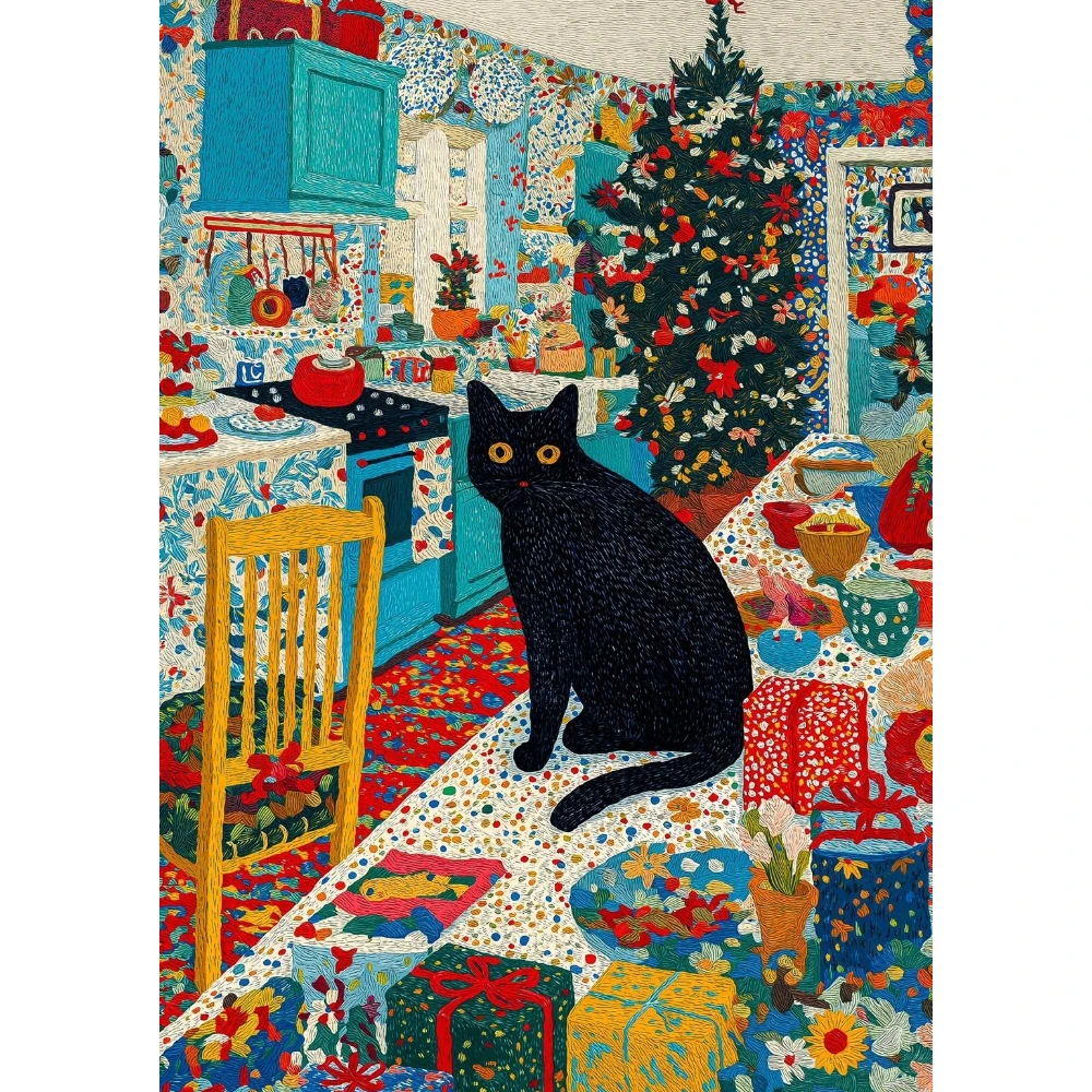 

500/1000/1200/2000 PCS Jigsaw Puzzles Black Cat is on the Table Family Activity Relaxing Games for Living Room Home Decor Gift