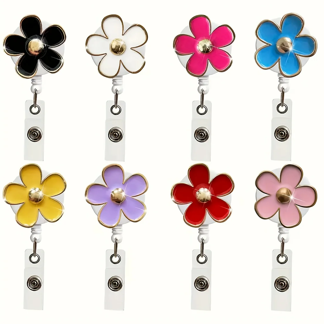 1pc flower Retractable Badge Reel with Metal Clip -360° Swivel Hook, Durable Nylon Cord For Nurses ，office,students,women