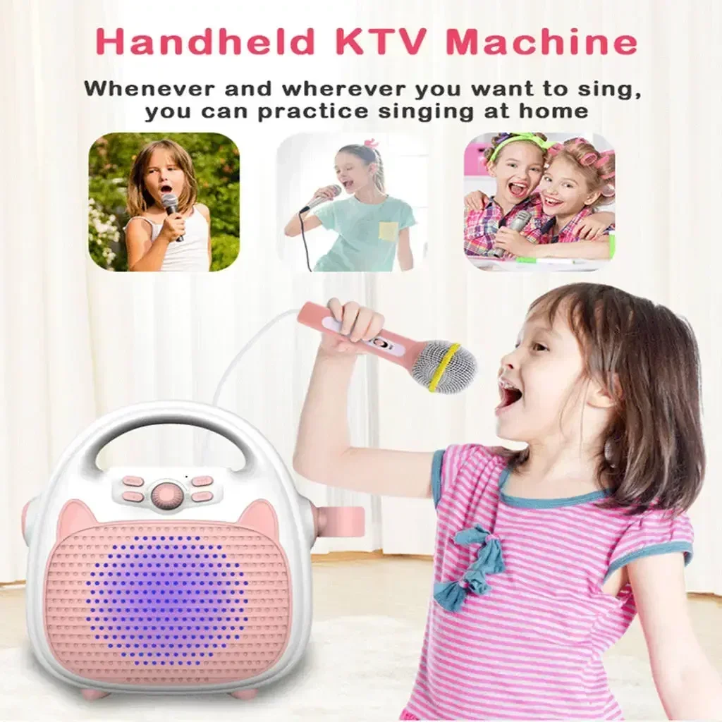 Kids Karaoke Machine with 1 Microphones, Build in LED Light Show Rechargeable Toys for Children Toddlers Indoor Outdoor Travel