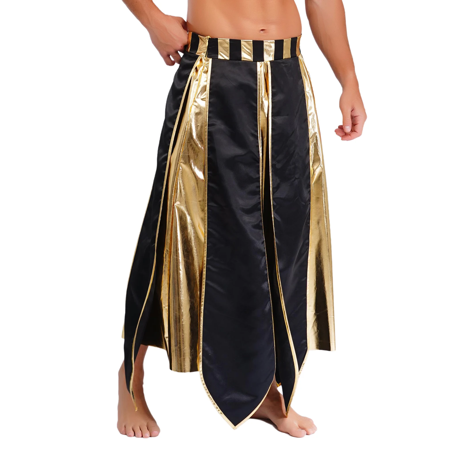 Men Medieval Classic Vintage Belt Skirt Shiny Metallic Color Contrast Belt Skirt Ancient Egyptian Pharaoh Cosplay Costume view 2