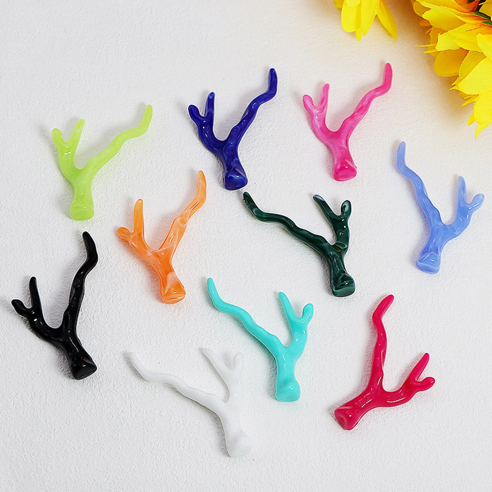 10PCs Acrylic Pendants Colorful Ocean Jewelry Coral Branch Charms DIY Necklace Earrings For Women Jewelry Making 4.6cm x 3.3cm