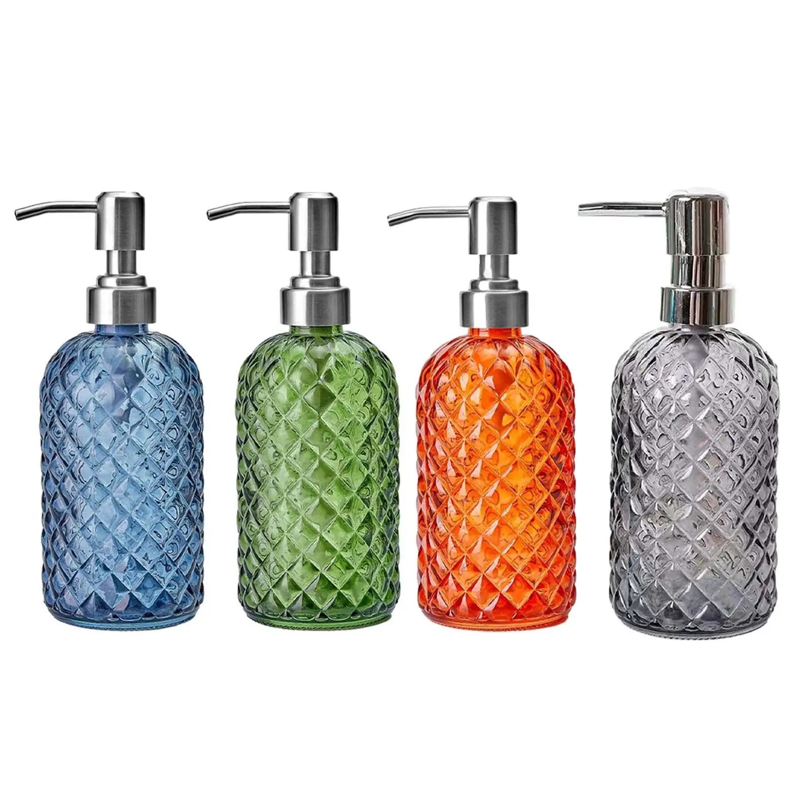 Glass Soap Dispenser with 304 Stainless Steel Pump for Laundry Hotel