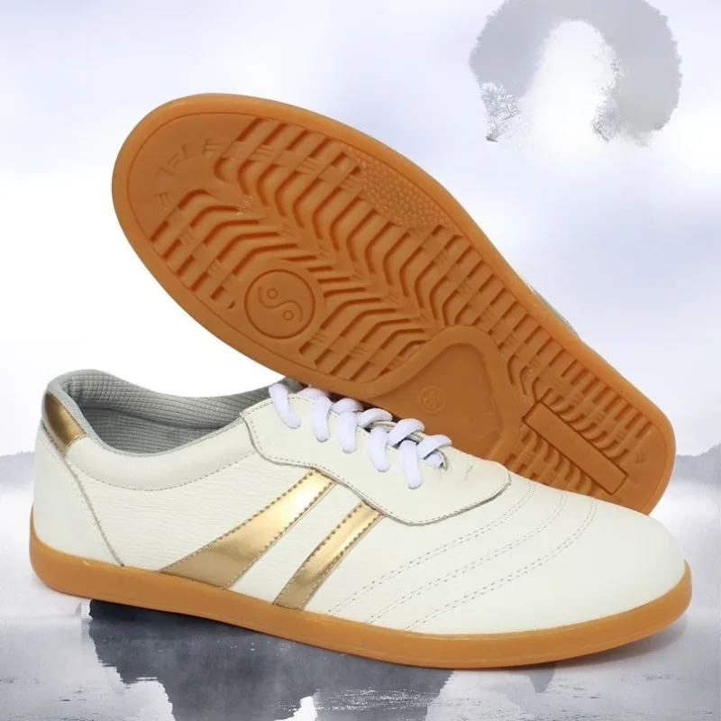 

Обувь для тай-чи с кожаной поверхностью, противоскользящая мягкая спортивная обувь для боевых искусств, спортивная обувь для танцев и отдыха для мужчин и женщин