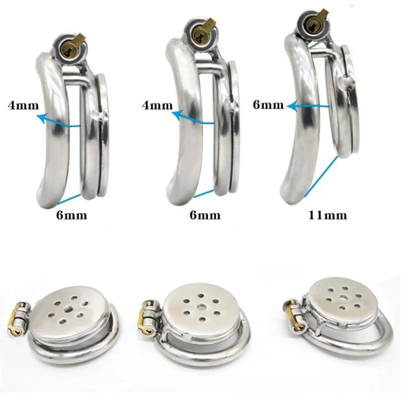 Male Chastity Device Flat Round Hole Metal Chastity Lock,Cock Cage,Urethra Catheter,Penis Ring,Bondage Belt Sex Toys For Men Gay