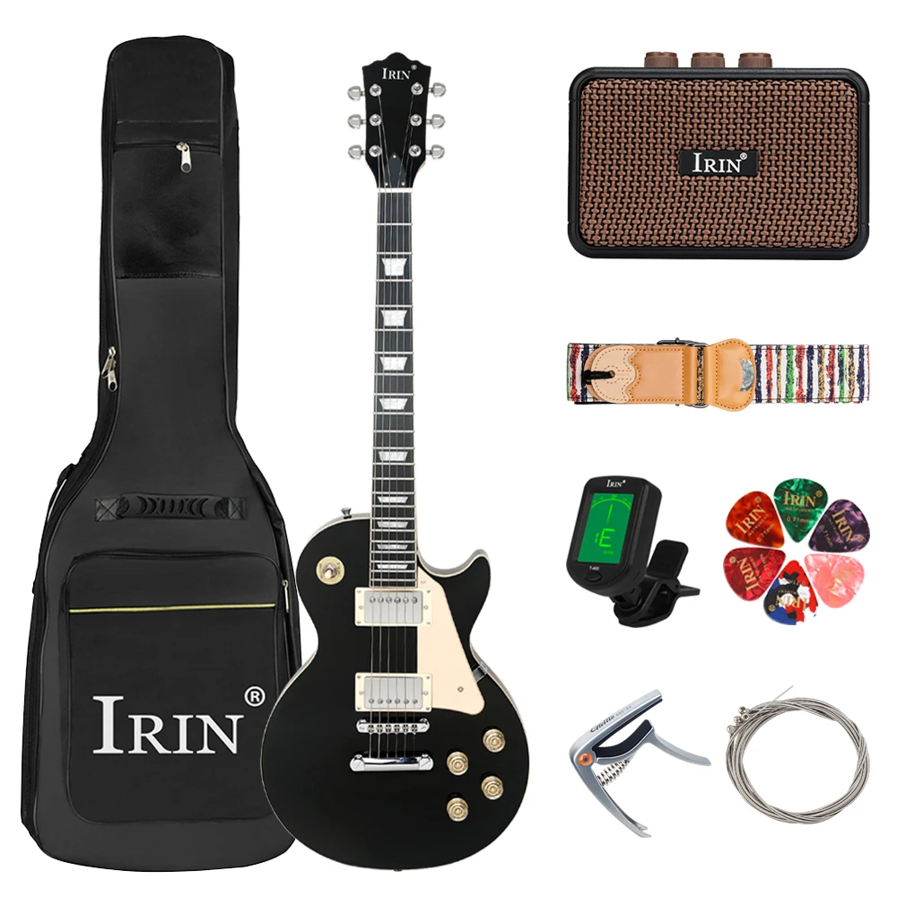 

IRIN LP 6 String Electric Guitar 22 Frets Maple Body Electric Guitarra with Bag Amp Tuner Strap Picks Guitar Parts & Accessories